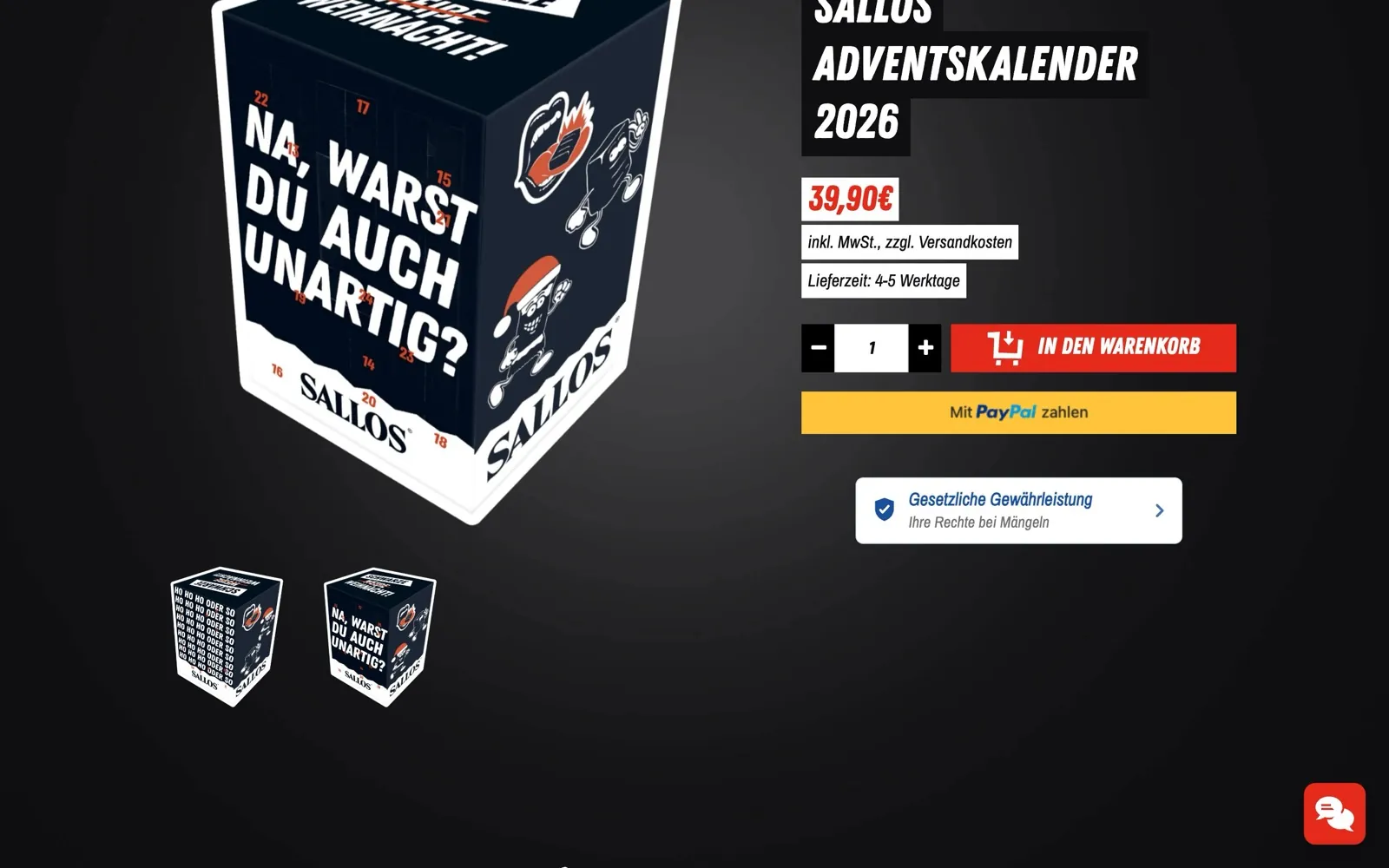 Sallos: Badge unter Warenkorb und PayPal